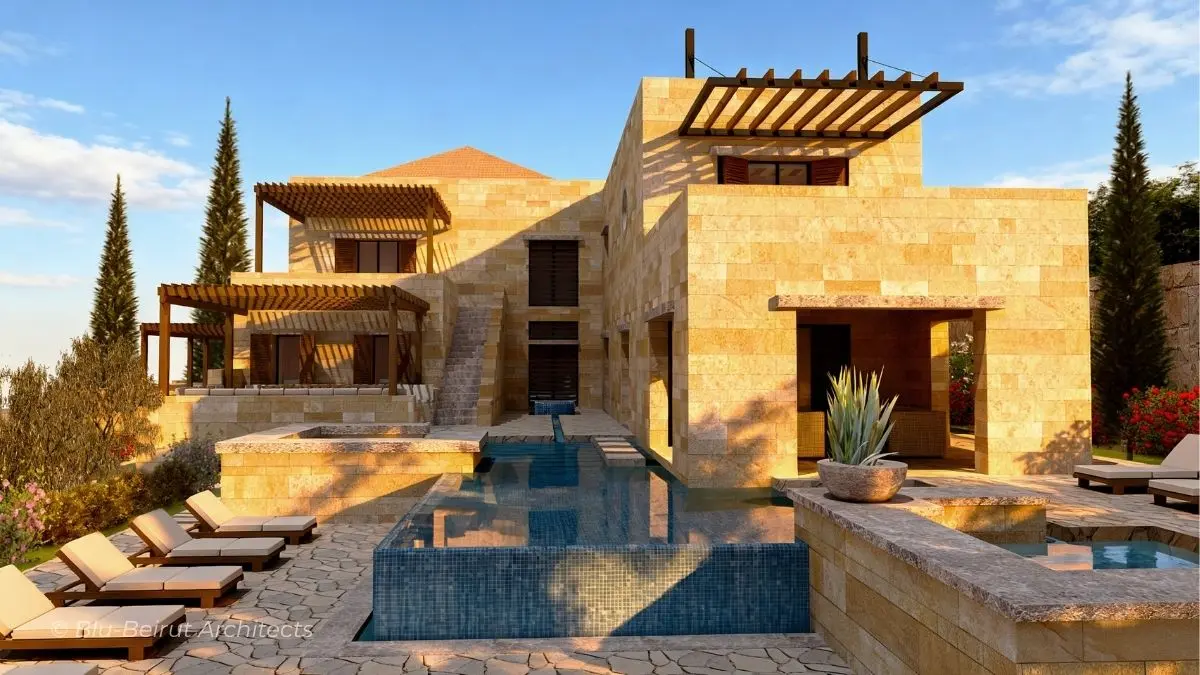 Mosaic Clad swimming pool in Lebanese Villa