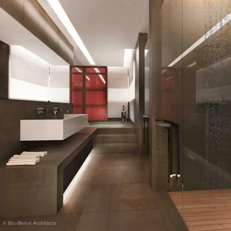 Minimalist Bathroom with Jacuzzi in Luxurious Duplex