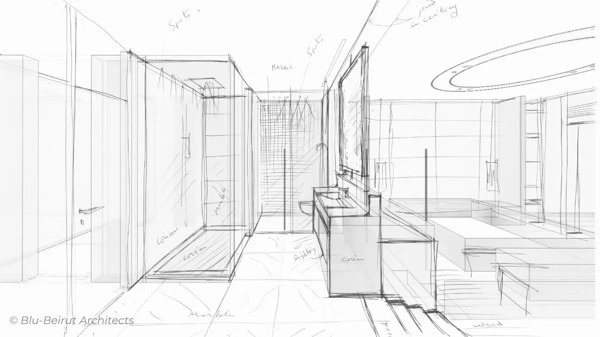 Nice concept sketch for a modern Bathroom